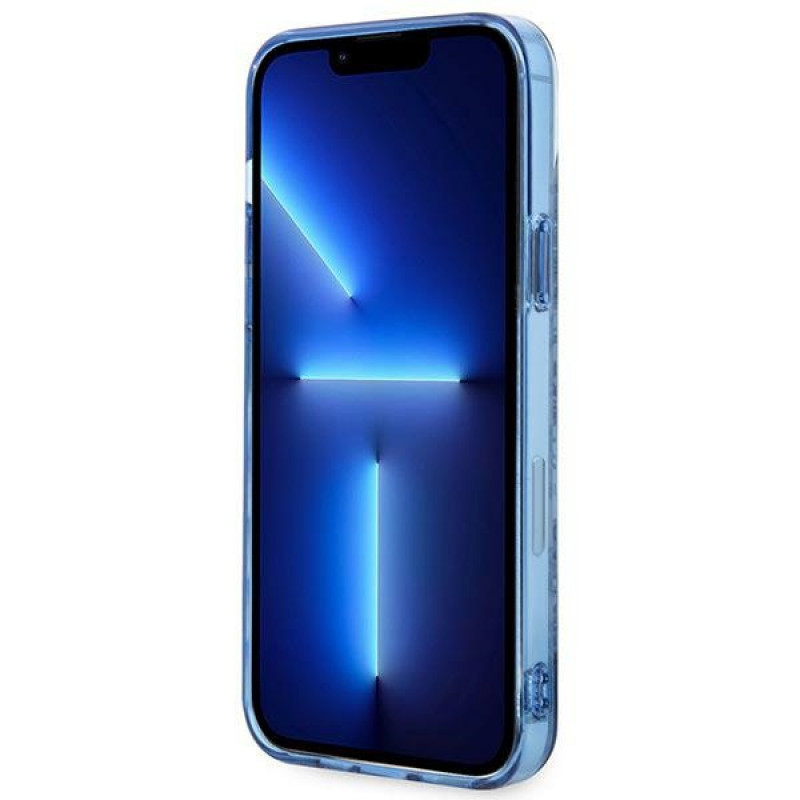 Guess GUHCP14MHGPLHB Hardcase-Hülle für Apple iPhone 14 Plus / 15 Plus, Porcelain Collection, blau