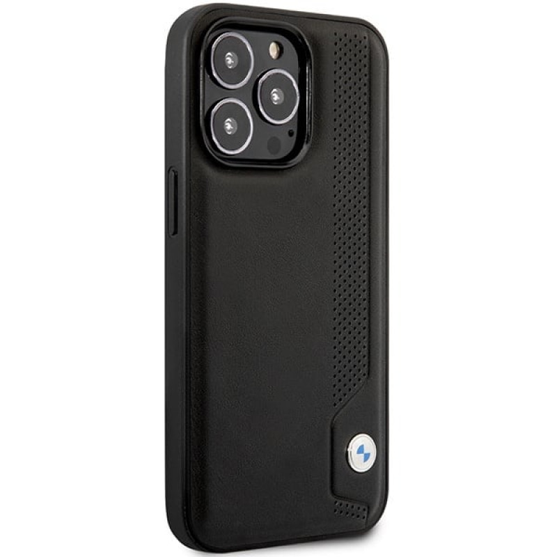 BMW BMHCP14L22RBDK Leather Blue Dots Hardcase für iPhone 14 Pro 6,1", schwarz