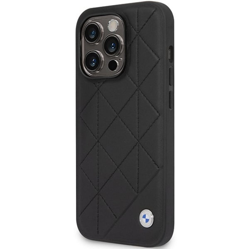BMW BMHCP14L22RQDK Leather Quilted Hardcase für iPhone 14 Pro 6,1", schwarz