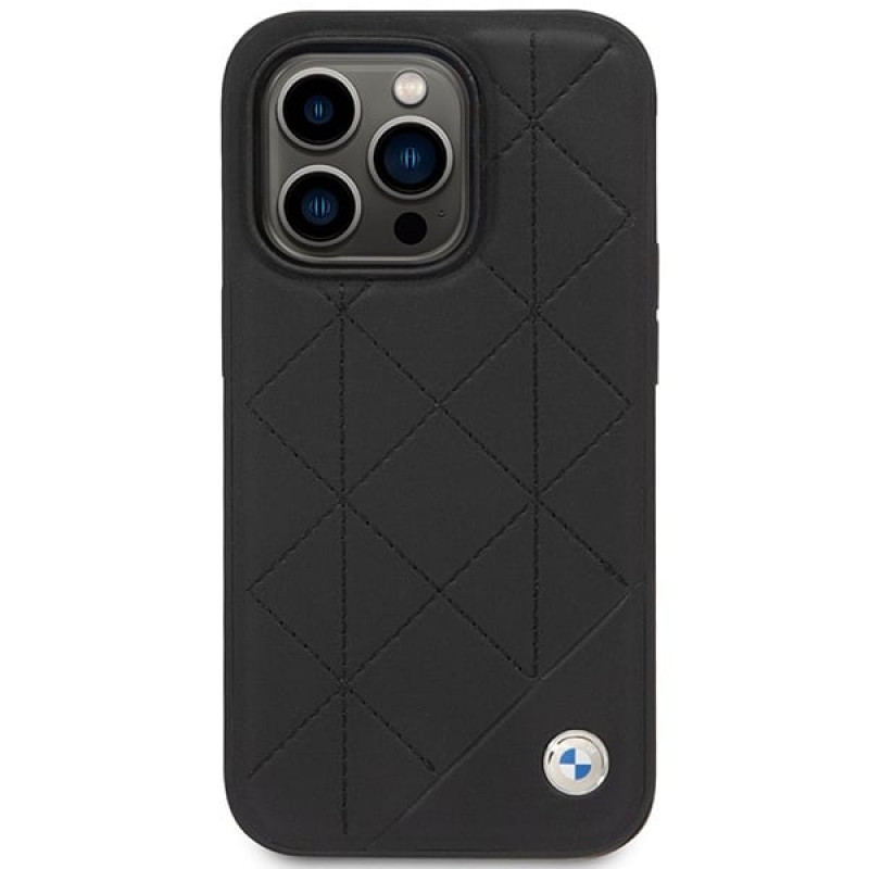 BMW BMHCP14L22RQDK Leather Quilted Hardcase für iPhone 14 Pro 6,1", schwarz