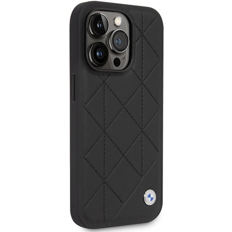 BMW BMHCP14L22RQDK Leather Quilted Hardcase für iPhone 14 Pro 6,1", schwarz