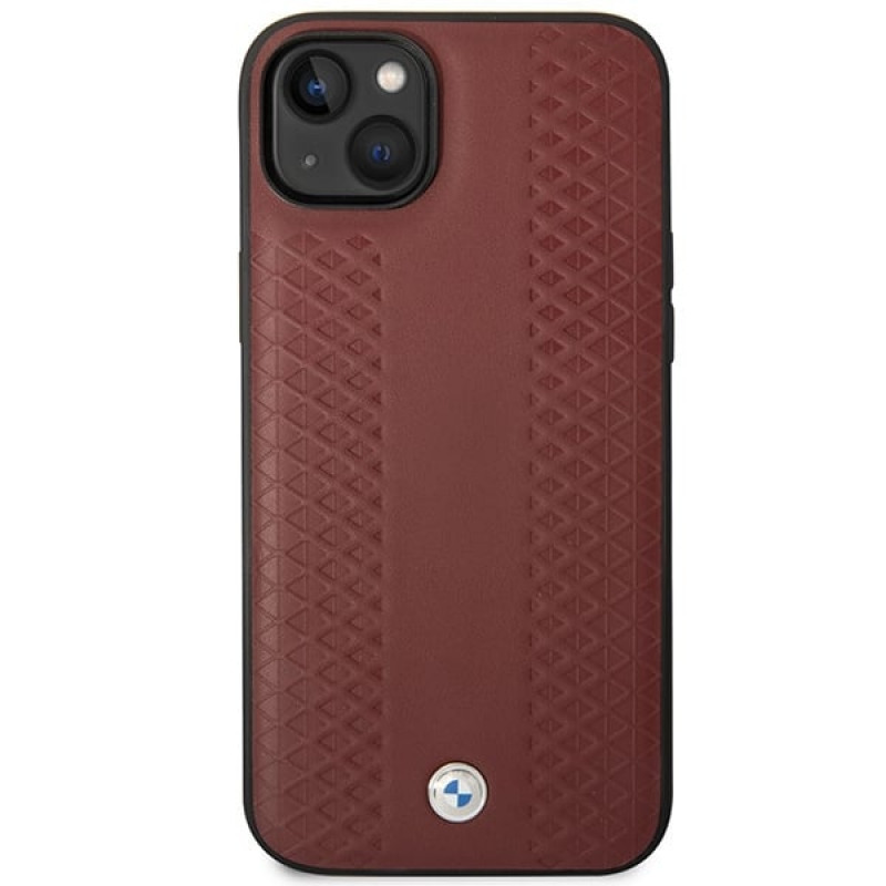 BMW BMHCP14S22RFGR Leather Diamond Pattern Hardcase für iPhone 14 6,1", burgunderrot