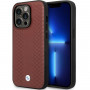 BMW BMHCP14L22RFGR Leather Diamond Pattern Hardcase für iPhone 14 Pro 6,1", burgunderrot