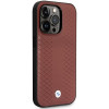 BMW BMHCP14L22RFGR Leather Diamond Pattern Hardcase für iPhone 14 Pro 6,1", burgunderrot