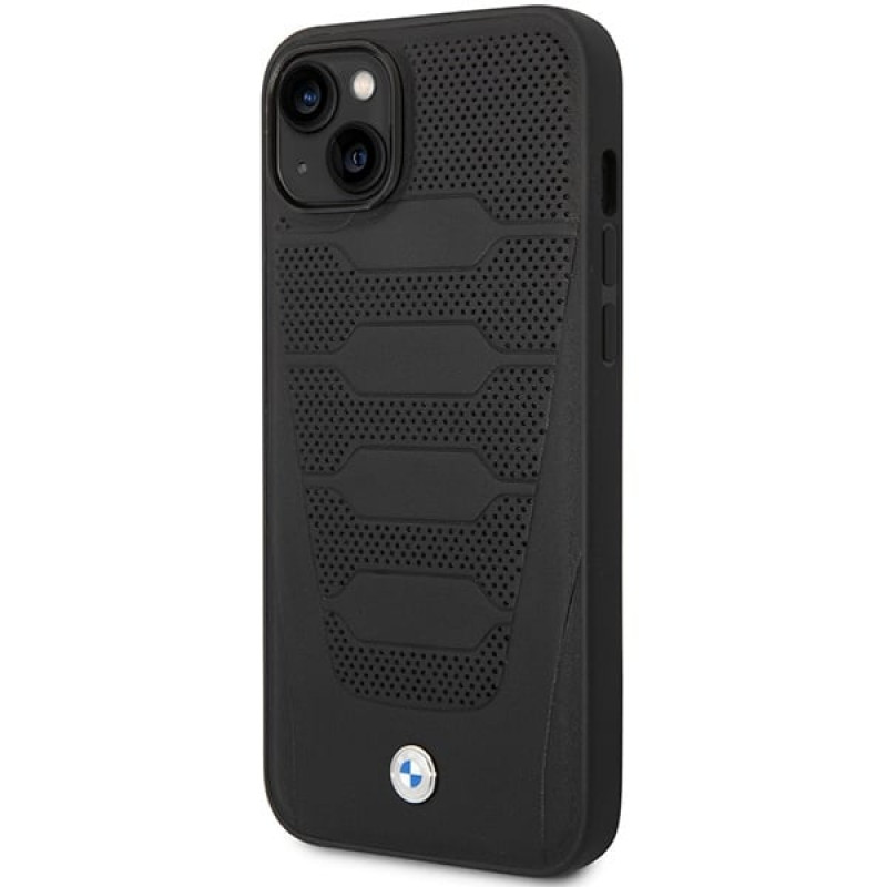 BMW BMHCP14S22RPSK Hülle für iPhone 14, schwarz, Leather Seats Pattern