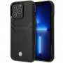 BMW BMHCP14L22RSEPK Hülle für iPhone 14 Pro, schwarz, Leather Card Slot