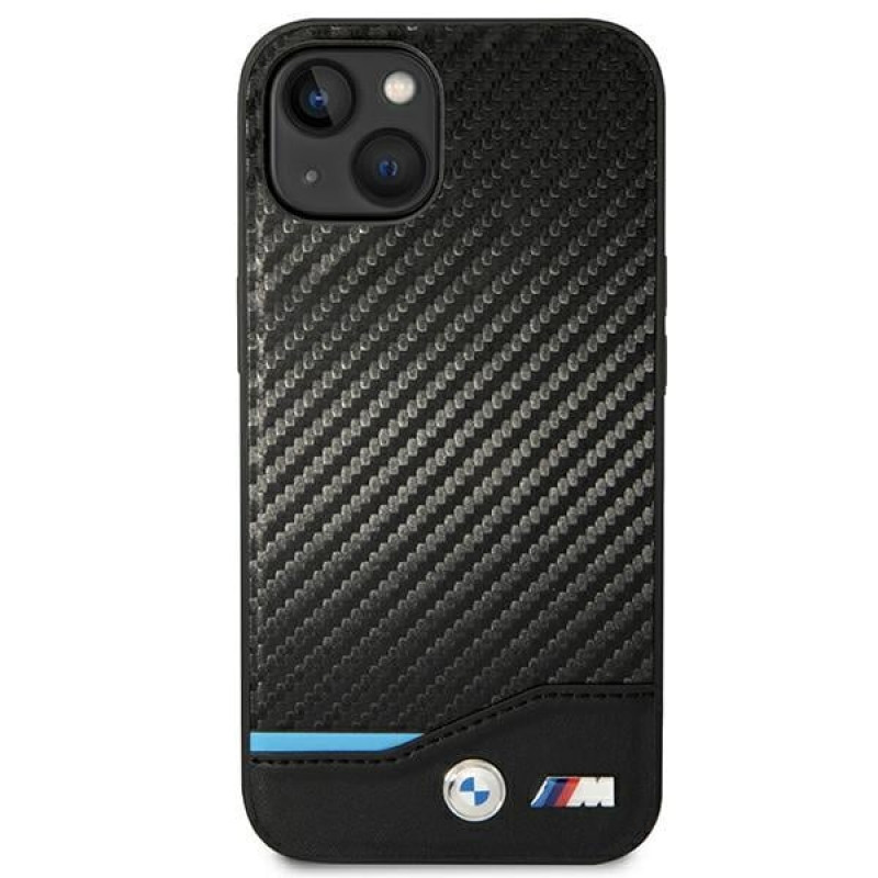 BMW BMHCP14M22NBCK Hülle für iPhone 14 Plus, schwarz, Leather Carbon