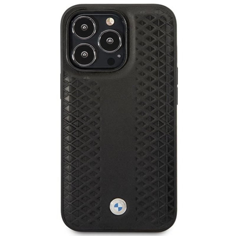BMW BMHMP14X22RFGK Leather Diamond Pattern MagSafe Hülle für Apple iPhone 14 Pro Max 6,7″, schwarz
