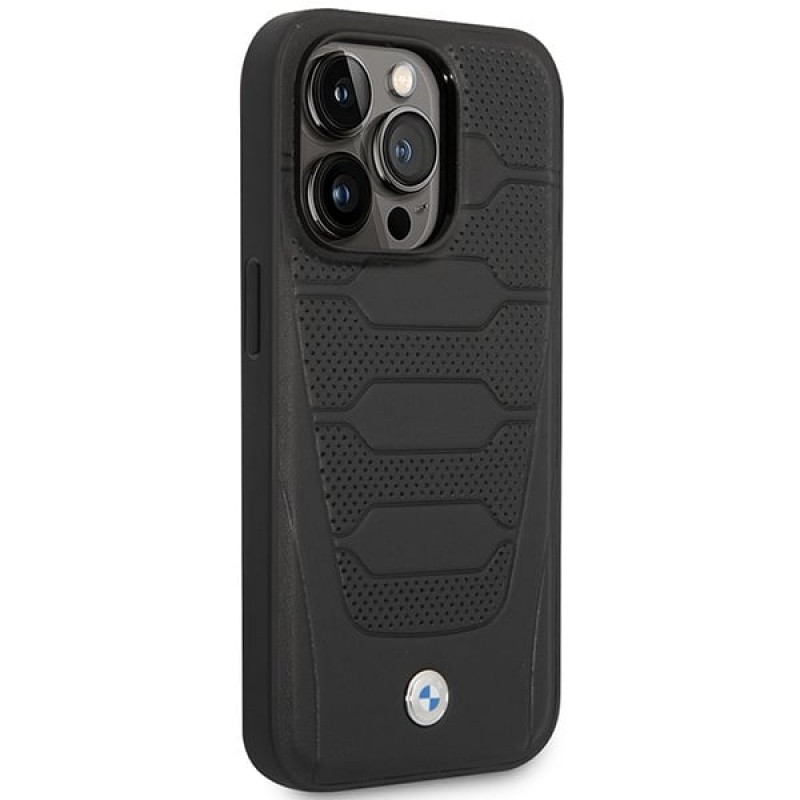BMW BMHMP14X22RPSK Leather Seats Pattern MagSafe Hülle für Apple iPhone 14 Pro Max 6,7″, schwarz