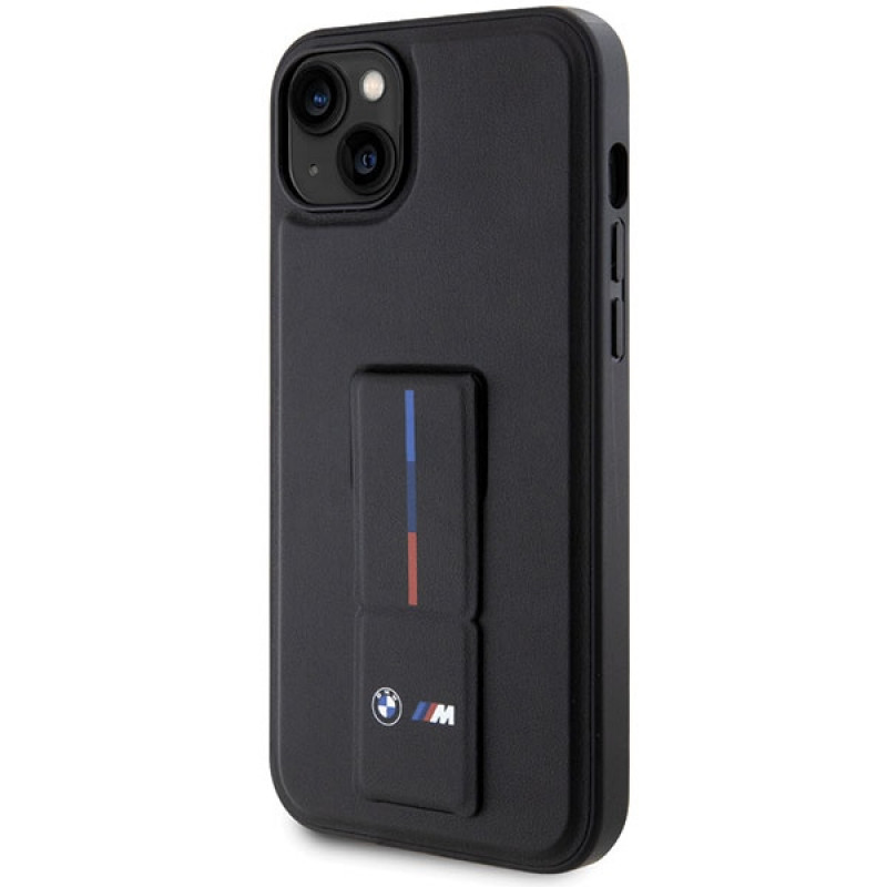 BMW BMHCP14M22GSLK Grip Stand Hot Stamp Hardcase-Hülle für Apple iPhone 14 Plus / 15 Plus, schwarz
