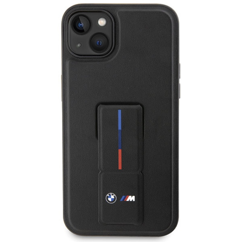 BMW BMHCP14M22GSLK Grip Stand Hot Stamp Hardcase-Hülle für Apple iPhone 14 Plus / 15 Plus, schwarz