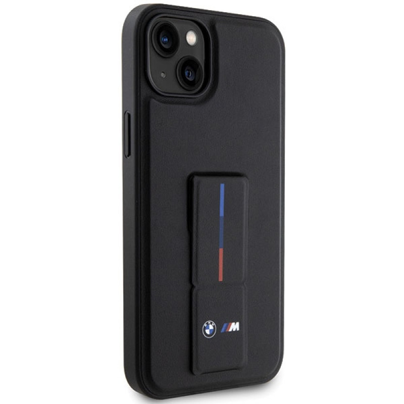 BMW BMHCP14M22GSLK Grip Stand Hot Stamp Hardcase-Hülle für Apple iPhone 14 Plus / 15 Plus, schwarz