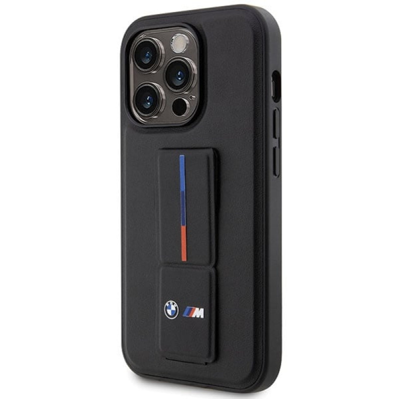 BMW BMHCP14X22GSLK Grip Stand Hot Stamp Hardcase-Hülle für Apple iPhone 14 Pro Max, schwarz