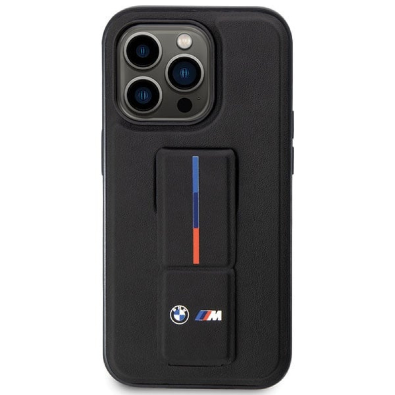 BMW BMHCP14X22GSLK Grip Stand Hot Stamp Hardcase-Hülle für Apple iPhone 14 Pro Max, schwarz