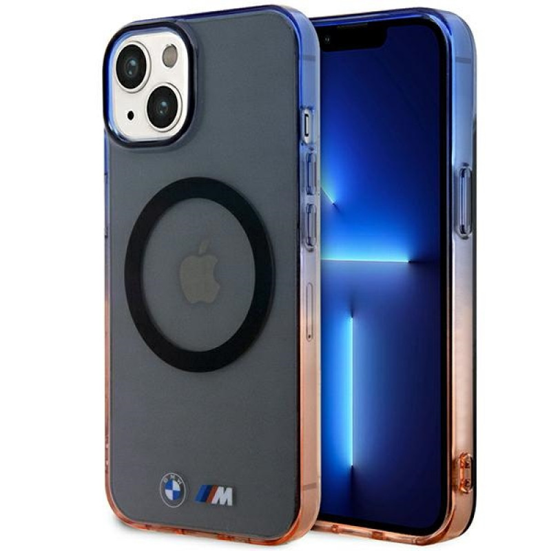 BMW BMHMP14MHTGE Gradient Bumper MagSafe Hardcase-Hülle für Apple iPhone 14 Plus / 15 Plus, grau