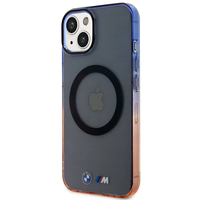 BMW BMHMP14MHTGE Gradient Bumper MagSafe Hardcase-Hülle für Apple iPhone 14 Plus / 15 Plus, grau