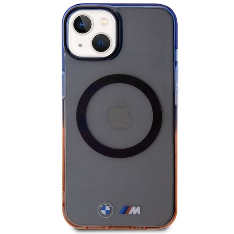 BMW BMHMP14MHTGE Gradient Bumper MagSafe Hardcase-Hülle für Apple iPhone 14 Plus / 15 Plus, grau