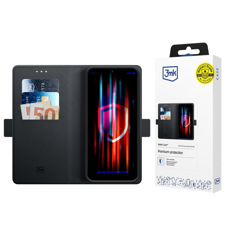 3MK Wallet Case Flip-Handyhülle für Samsung Galaxy S25 Edge, schwarz