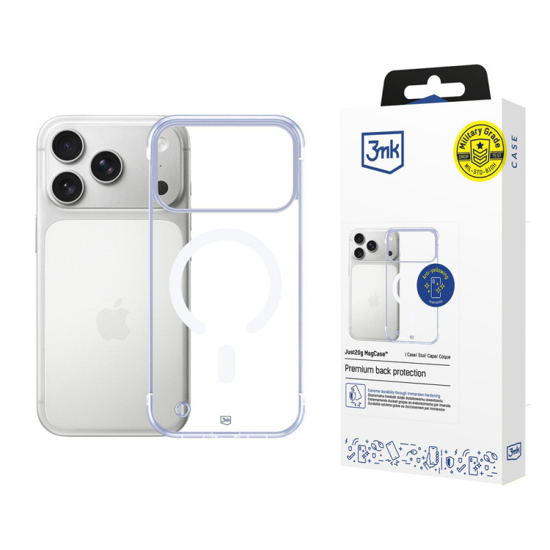 3mk Just20g MagCase Hülle für Apple iPhone 17 Pro Max, transparent, Polycarbonat