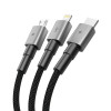 Tech-Protect UltraBoost DNA 3-in-1-Kabel USB-A auf Lightning / USB-C / Micro-USB, 3 A, 120 cm, eisengrau