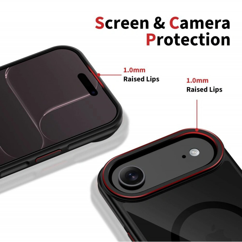 Tech-Protect MagHybrid MagSafe Hülle für Apple iPhone Air, schwarz/rot