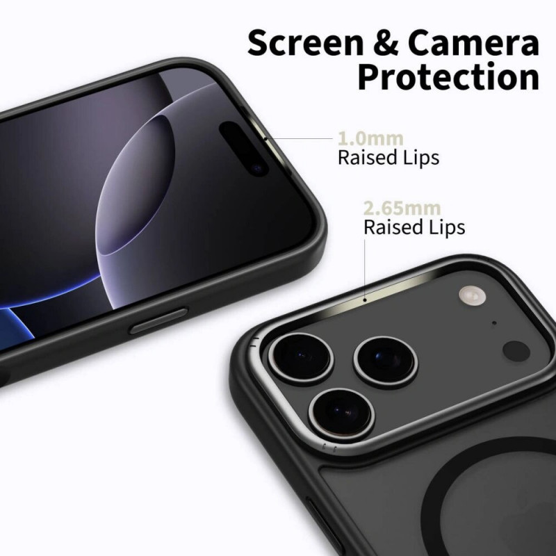 Tech-Protect MagEdge MagSafe Hülle für Apple iPhone 17 Pro, matt schwarz/dunkles Metallgrau