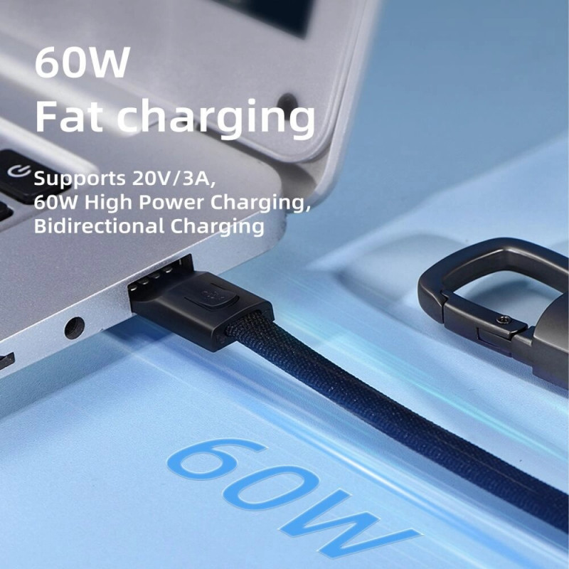 Tech-Protect Ultraboost DNA USB-C-auf-USB-C-Schlüsselanhänger-Kabel PD 60W / 3A, 17 cm, eisengrau