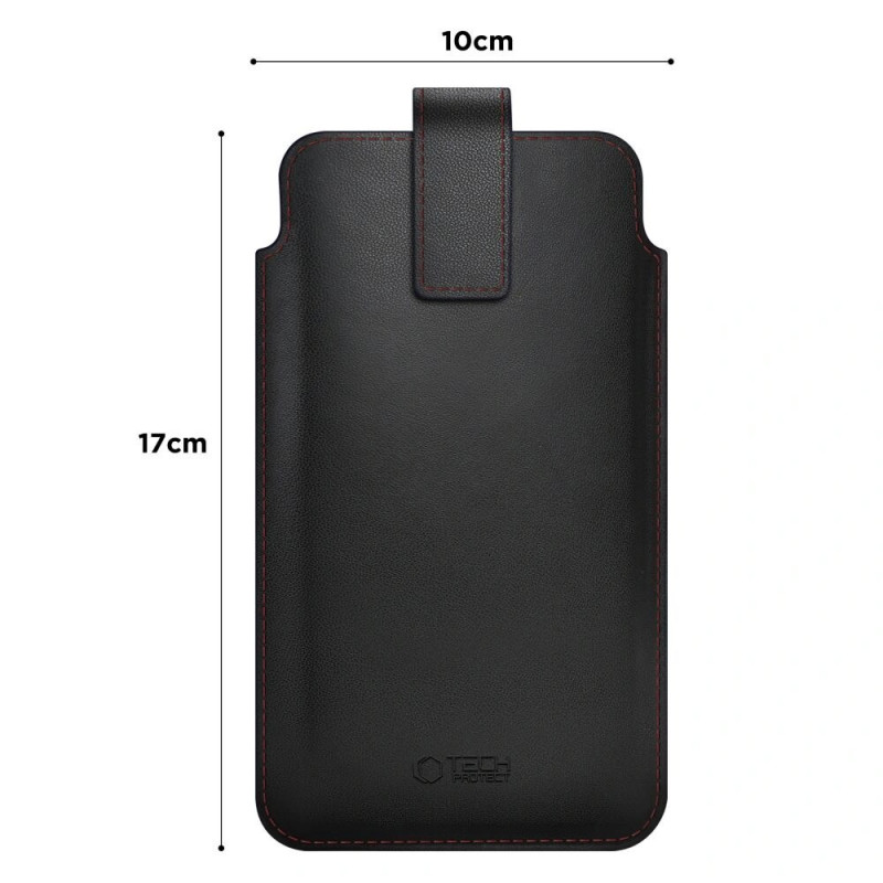 Tech-Protect SM65 universelle Handytasche, 6,0-6,9 Zoll, Öko-Leder, schwarz und rot
