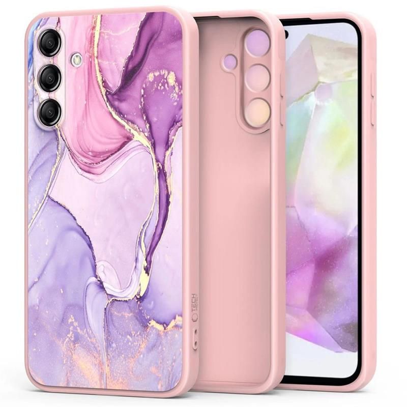 Tech-Protect Icon Silikonhülle für Samsung Galaxy S25 FE, Marmor, Rosa