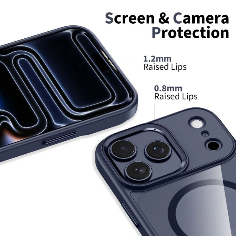 Tech-Protect MagMat MagSafe Hülle für Apple iPhone 17 Pro, Tiefblau/transparent