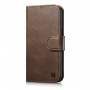 iCarer Oil Wax Wallet Case 2in1 Leder-Klapphülle für iPhone 14 Plus, Anti-RFID, braun (WMI14220723-BN)