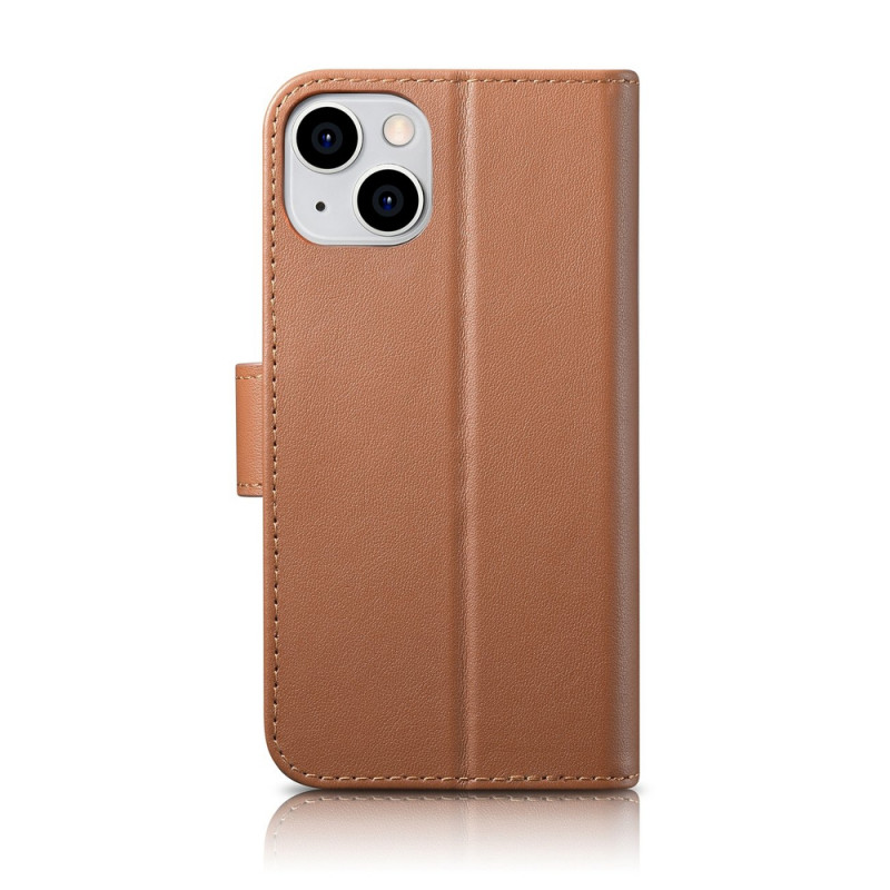 iCarer Wallet Case 2in1 Leder-Klapphülle für iPhone 14 Plus, Anti-RFID, braun (WMI14220727-BN)