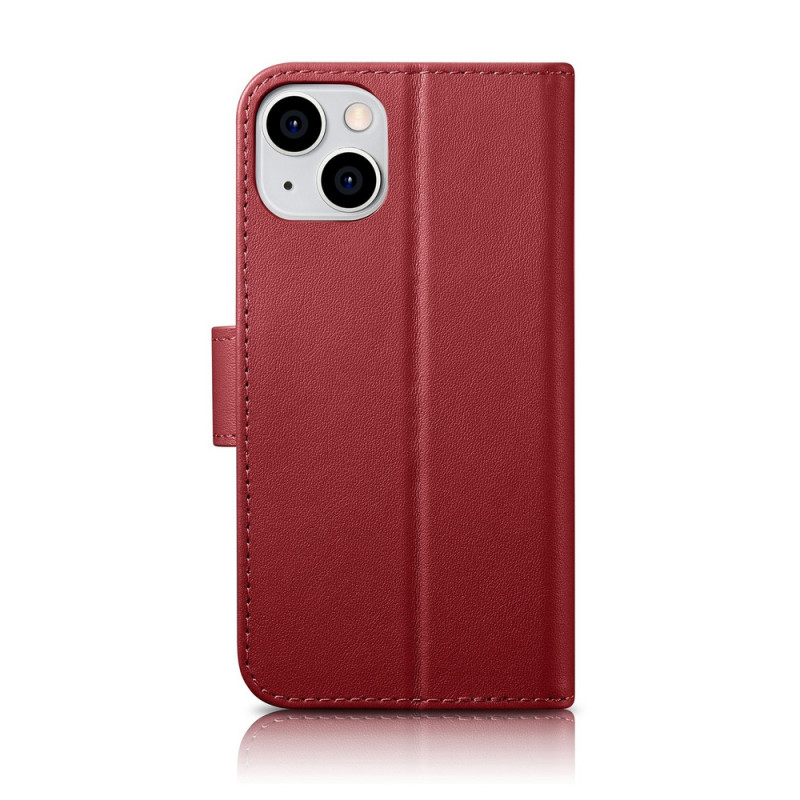 iCarer Wallet Case 2in1 Leder-Klapphülle für iPhone 14 Plus, Anti-RFID, rot (WMI14220727-RD)