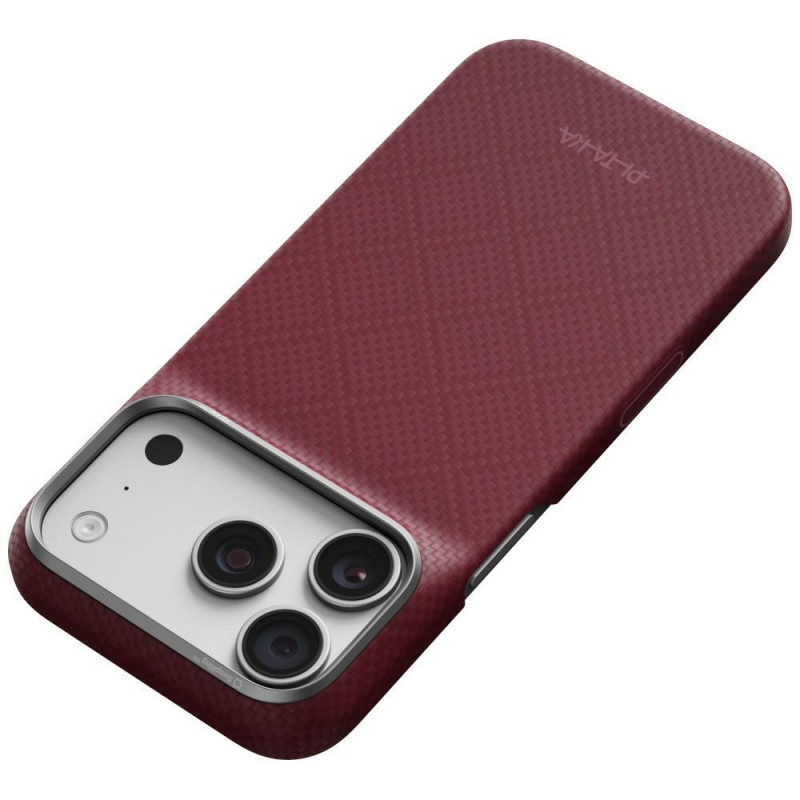 PITAKA Edge Case Argyle MagSafe Hülle für Apple iPhone 18 Pro / 17 Pro, burgunderrot