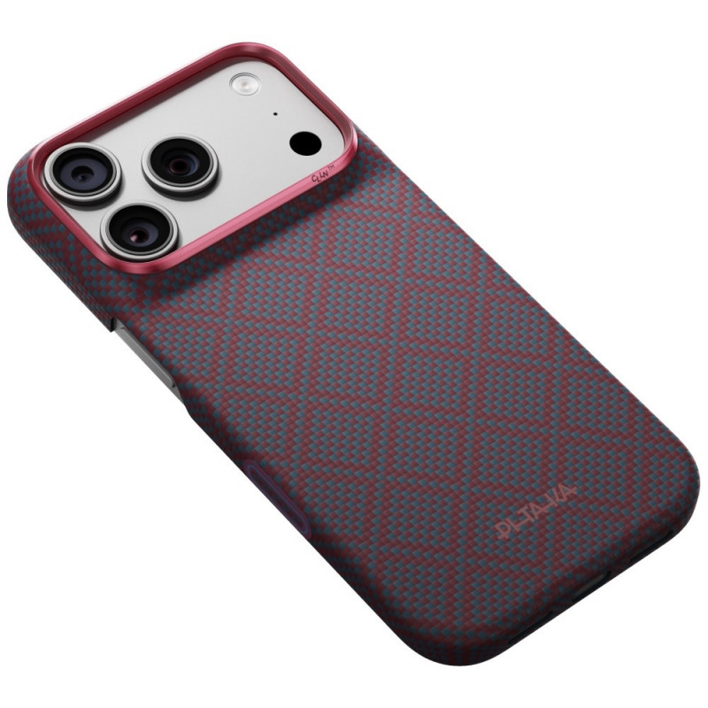 PITAKA Edge Case Argyle MagSafe Hülle für Apple iPhone 18 Pro / 17 Pro, blau-rot