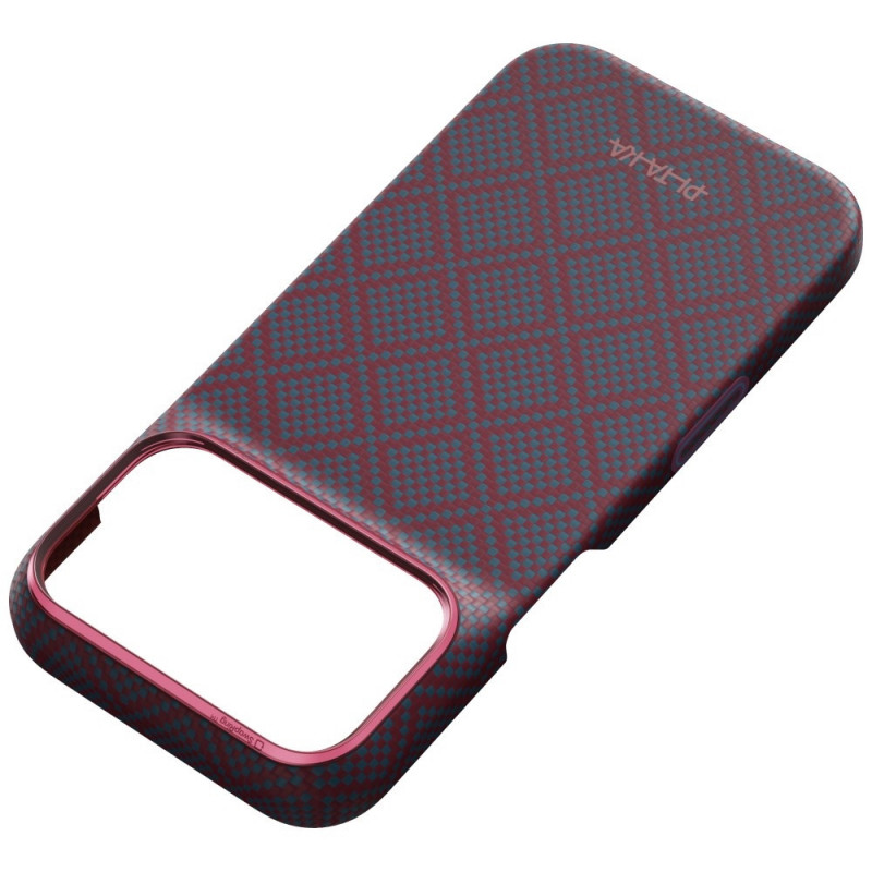 PITAKA Edge Case Argyle MagSafe Hülle für Apple iPhone 18 Pro / 17 Pro, blau-rot