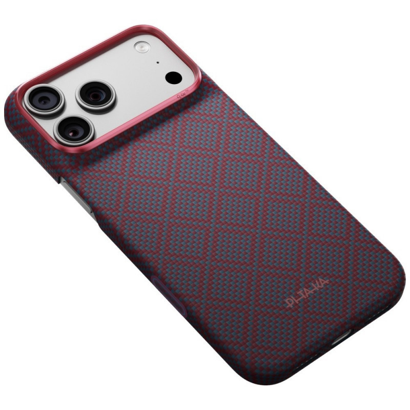 PITAKA Edge Case Argyle MagSafe Hülle für Apple iPhone 18 Pro Max / 17 Pro Max, blau-rot