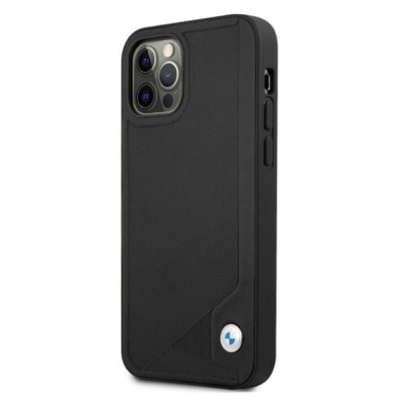 BMW BMHCP12MRCDPK Apple iPhone 12 / 12 Pro Hardcase Leather Deboss, Schwarz