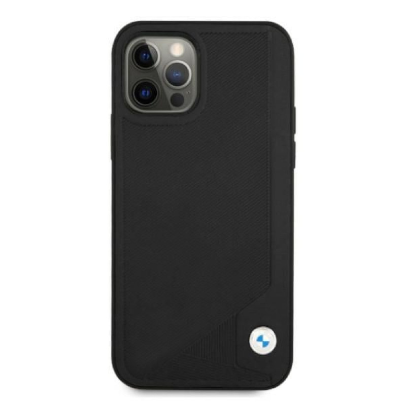BMW BMHCP12MRCDPK Apple iPhone 12 / 12 Pro Hardcase Leather Deboss, Schwarz