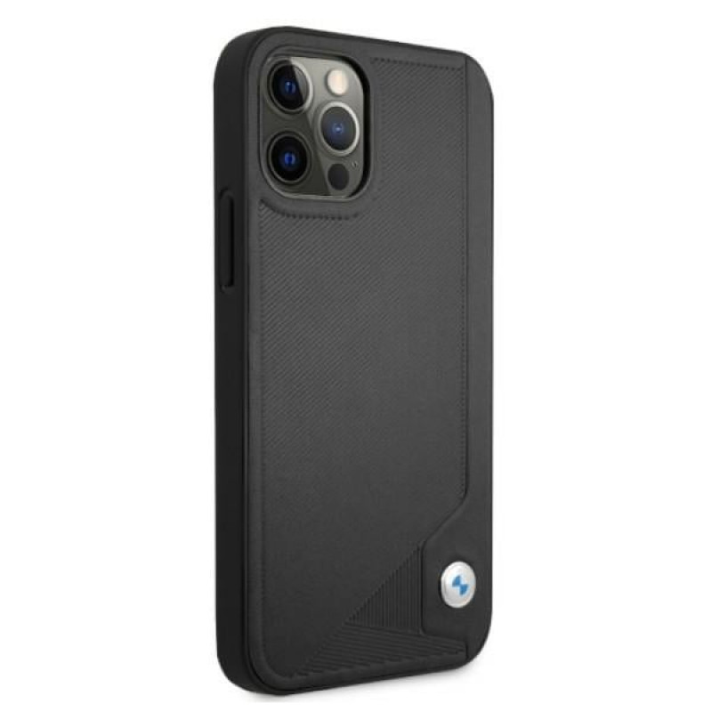 BMW BMHCP12MRCDPK Apple iPhone 12 / 12 Pro Hardcase Leather Deboss, Schwarz