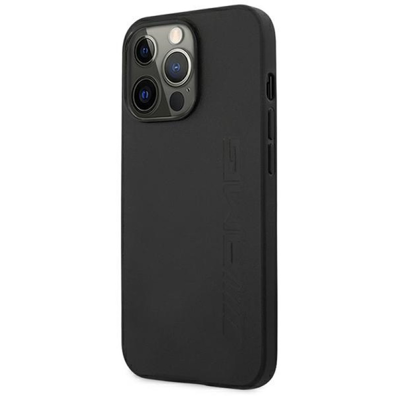 Mercedes-AMG AMHCP14LDOLBK Apple iPhone 14 Pro Hardcase, Leather Hot Stamped, schwarz