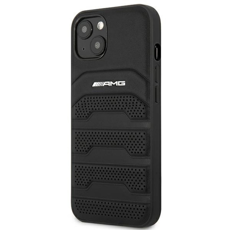 Mercedes-AMG AMHCP14MGSEBK Apple iPhone 14 Plus / 15 Plus Hardcase, Leather Debossed Lines, schwarz