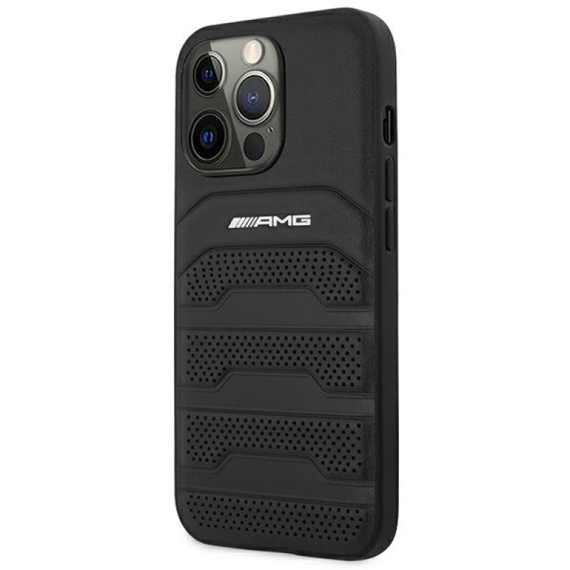 Mercedes-AMG AMHCP14XGSEBK Apple iPhone 14 Pro Max Hardcase, Leather Debossed Lines, schwarz