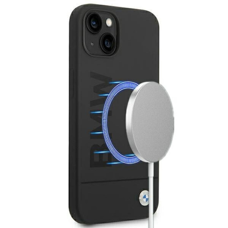 BMW BMHMP14MSLBLBK Apple iPhone 14 Plus / 15 Plus Hardcase, Silicone Signature Logo MagSafe, schwarz
