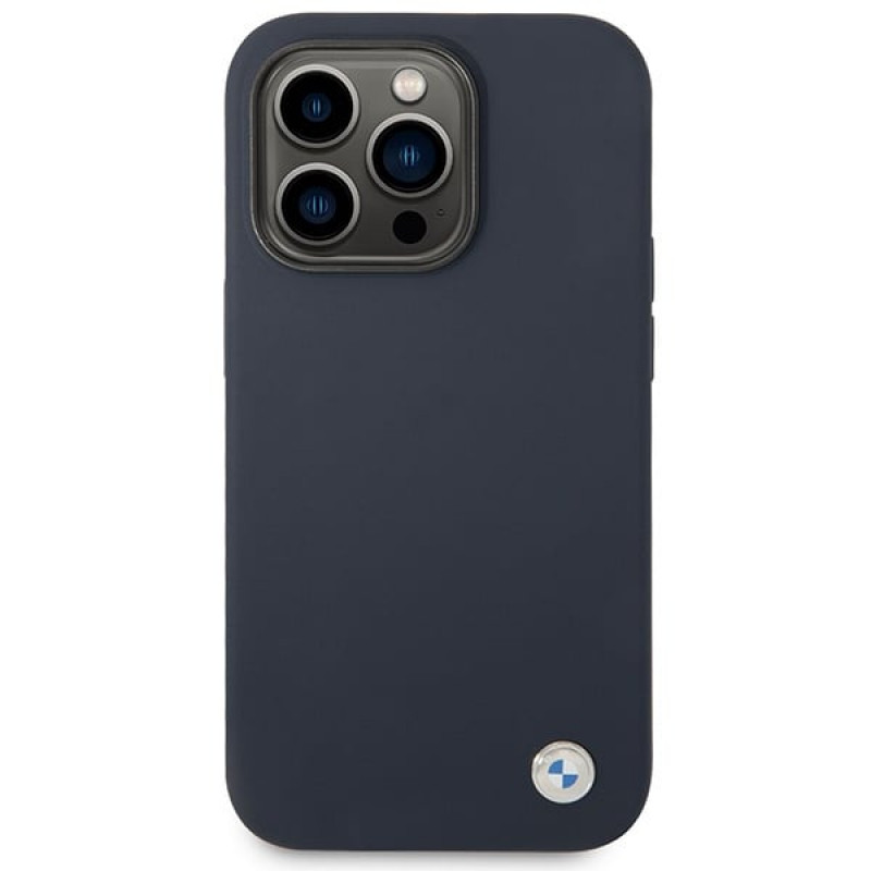 BMW BMHMP14XSILNA Apple iPhone 14 Pro Max Hülle, Silicone Metal Logo MagSafe, navy
