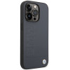 BMW BMHMP14XSLLNA Apple iPhone 14 Pro Max Hardcase Hülle, Leather Hot Stamp MagSafe, marineblau