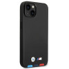BMW BMHMP14S22PTDK Apple iPhone 14 Hülle, Leather Stamp Tricolor MagSafe, schwarz