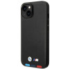 BMW BMHMP14M22PTDK Apple iPhone 14 Plus / 15 Plus Hülle, Leather Stamp Tricolor MagSafe, schwarz
