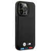 BMW BMHMP14X22PTDK Apple iPhone 14 Pro Max Hülle, Leather Stamp Tricolor MagSafe, schwarz