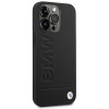 BMW BMHCP14LSLLBK Apple iPhone 14 Pro Hülle, Leather Stamp, schwarz